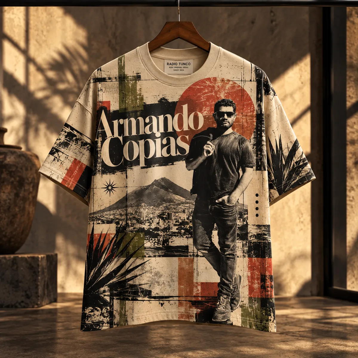 Armando Copias · Collage — playera Non Original Ideas de Radio Tunco, frente