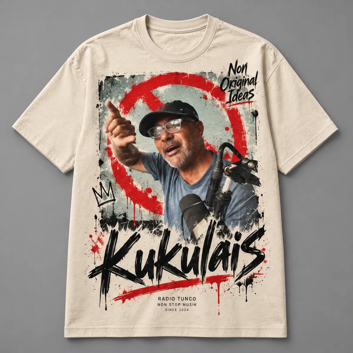 Kukulais — playera Non Original Ideas de Radio Tunco, frente